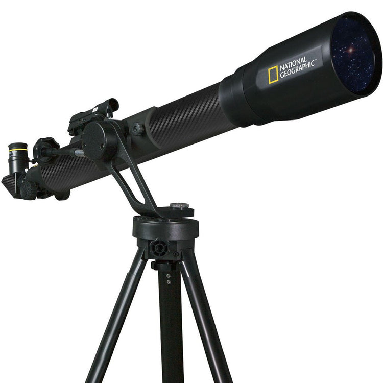 Telescope with National Geographic logo on a white background