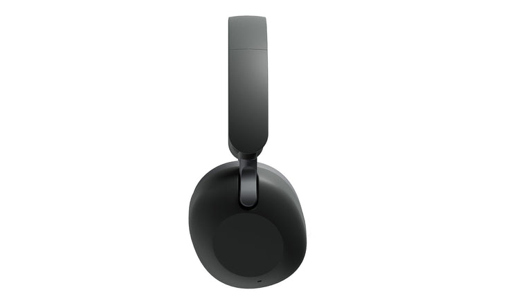 Black headphones on a white background