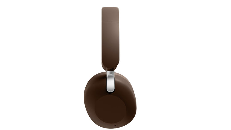 Brown headphones on a white background
