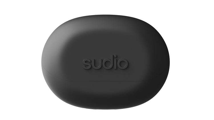 Black oval device with 'sudio' branding on a white background