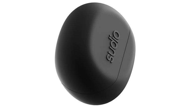 Black spherical device with 'sudio' branding on a white background