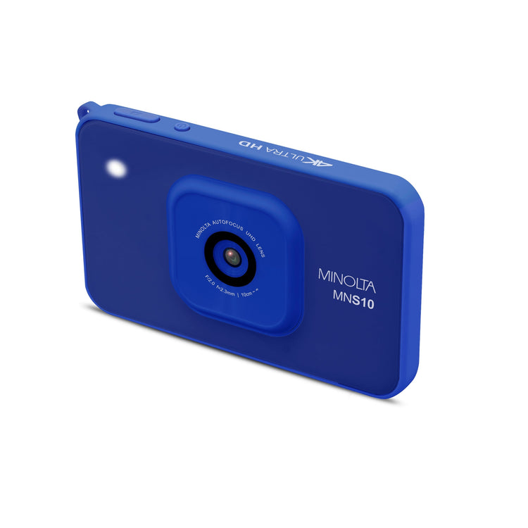 Blue camera device on a white background