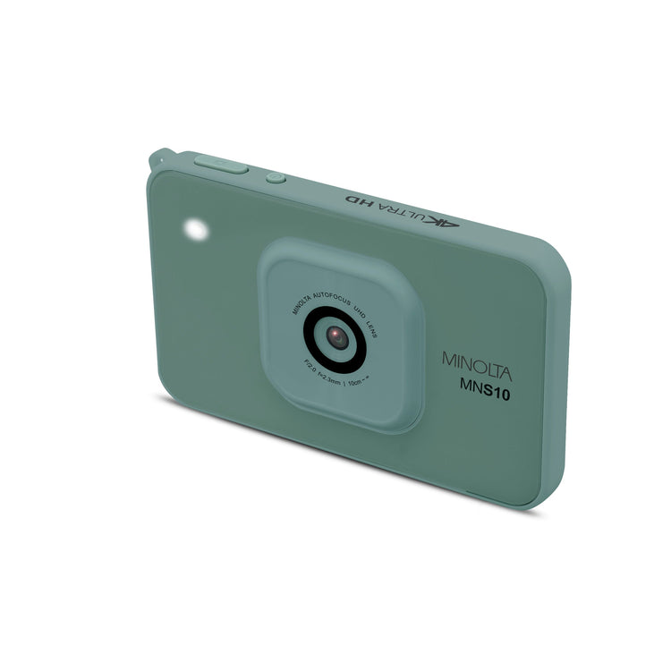 Green digital camera on a white background