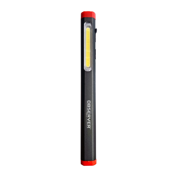 Penlight with red end cap and 'Observer' branding on a white background