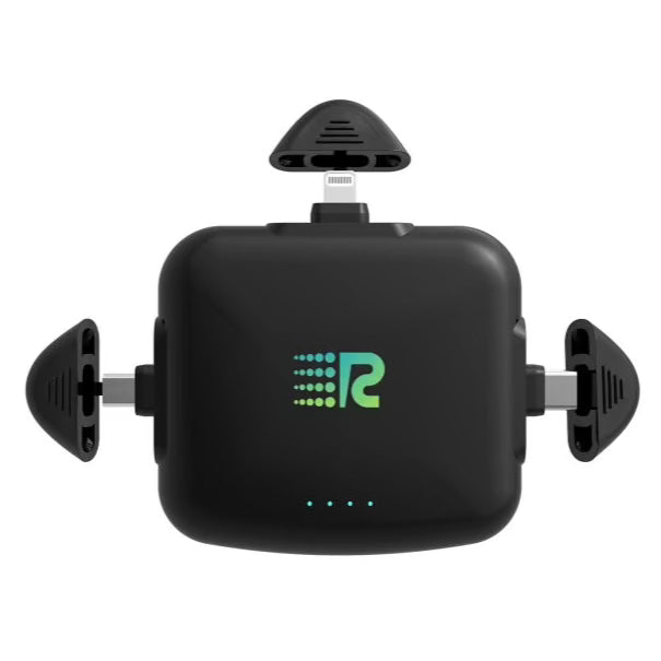 Black car mount holder with a logo on a white background