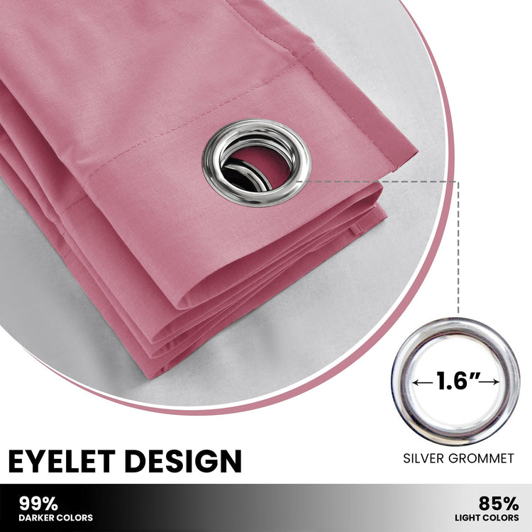 Pink curtain with silver grommet on a white background