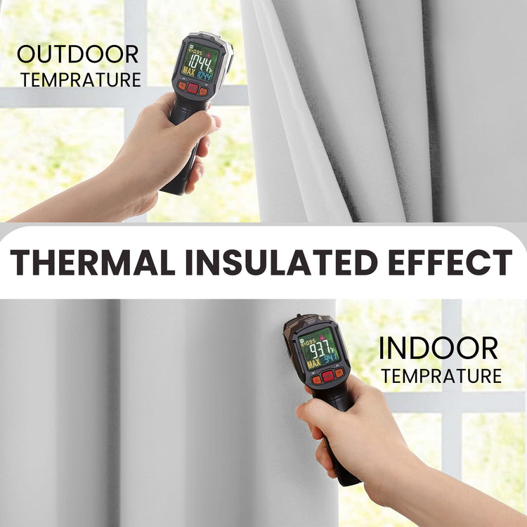 Thermal imaging device showing temperature difference between outdoor and indoor through a curtain.