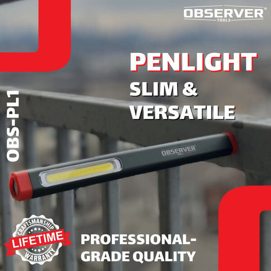 Penlight with red end cap and 'Observer' branding on a white background