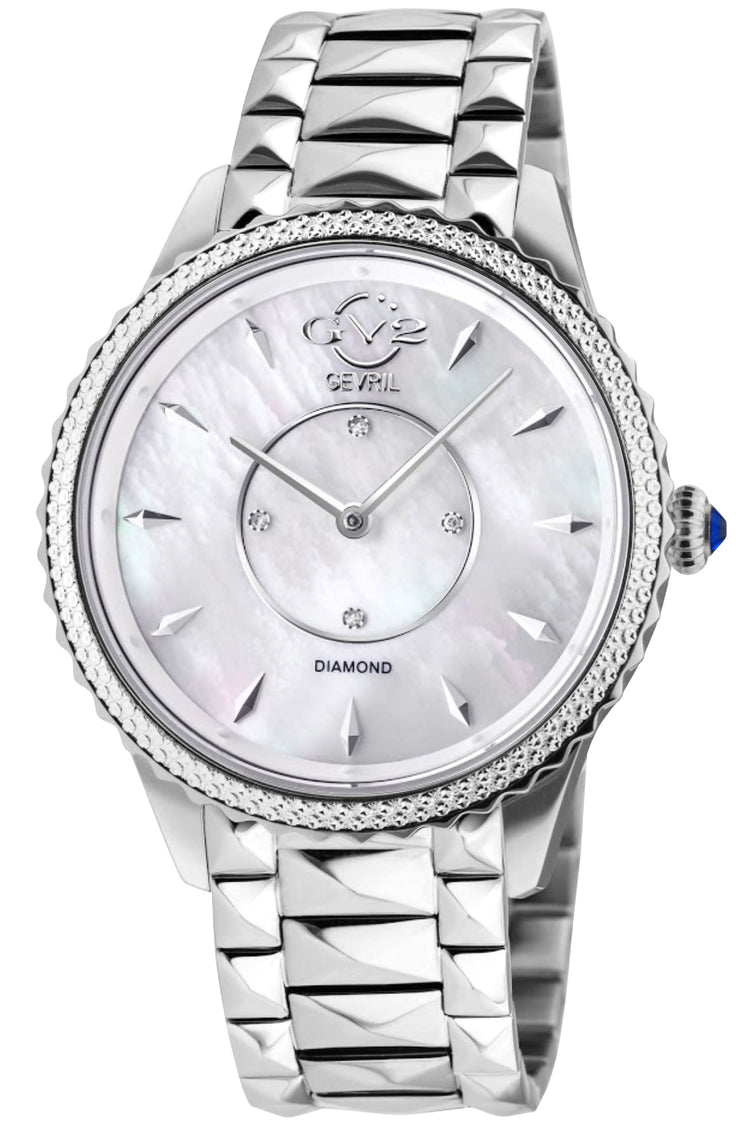 Silver watch with diamond accents on a white background