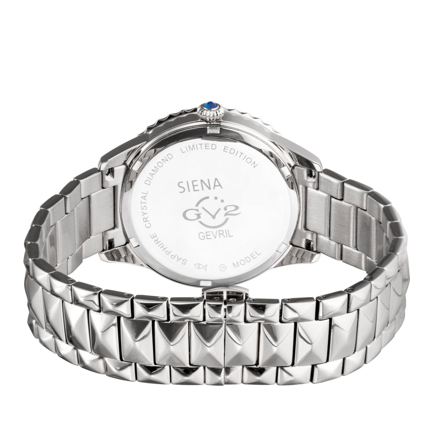 Silver watch with detailed design on a white background