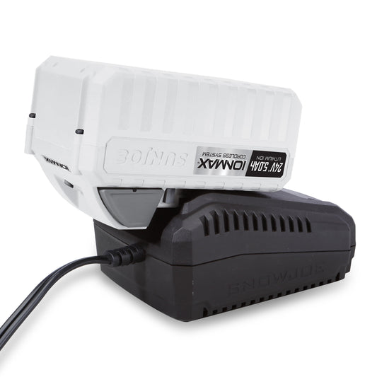 Blue snow shovel with attachments on a white background