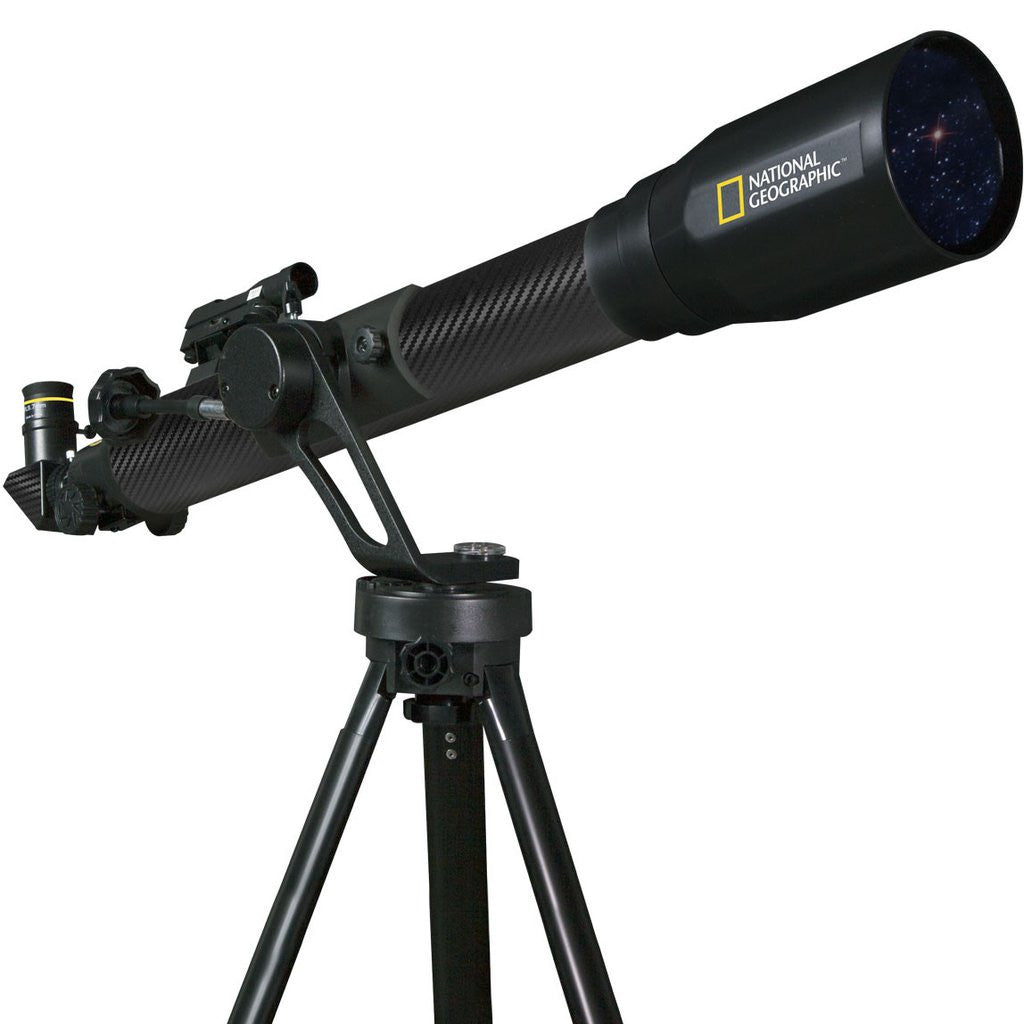 Telescope with National Geographic logo on a white background