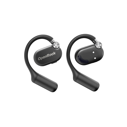 OpenRock wireless earbuds with charging case on a white background