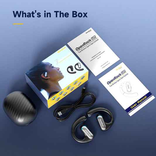 Black wireless earbuds with charging case on a white background