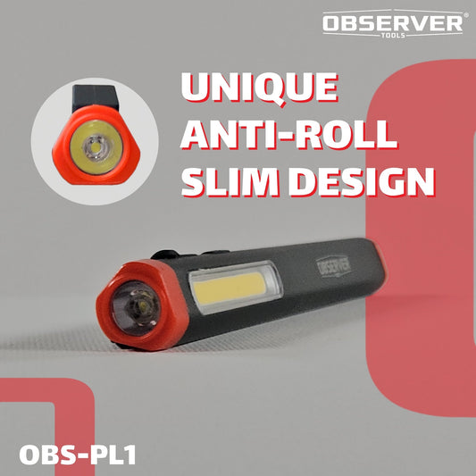Penlight with red end cap and 'Observer' branding on a white background