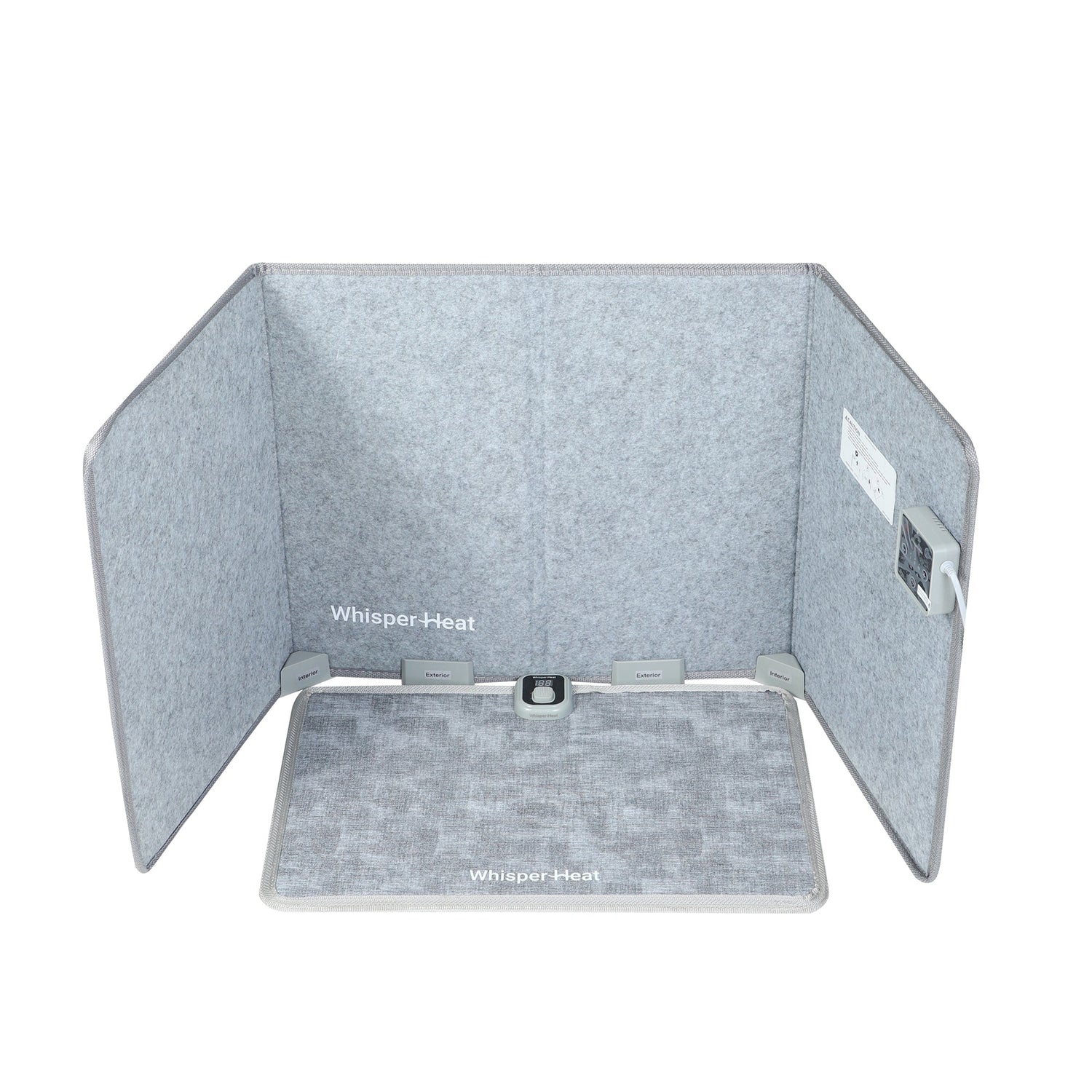 Portable heating pad with 'Whisper-Heat' branding on a white background