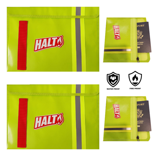 Green pouch with red accents featuring the Halt brand on a white background