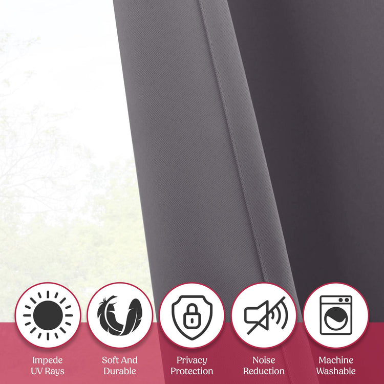 Gray car seat cover with feature icons and text on a white background