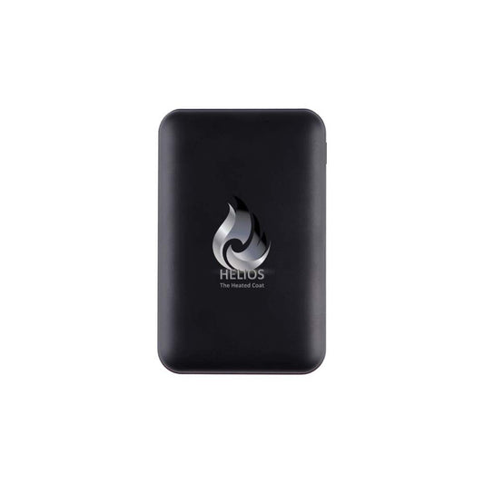 Blue quilted jacket with black accents on a white background