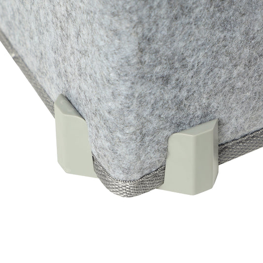 Gray portable heater with digital display on a white background