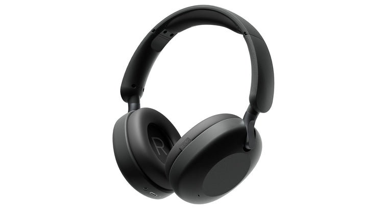 Black over-ear headphones on a white background