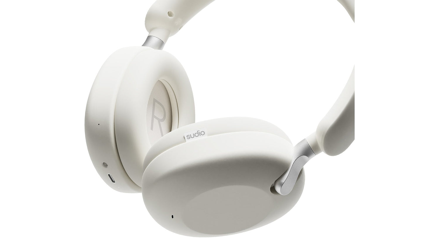 White headphones on a white background