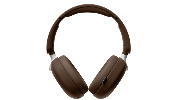 Brown headphones on a white background