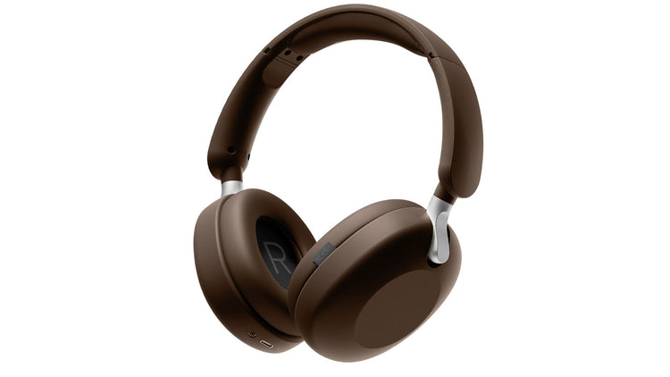 Brown over-ear headphones on a white background