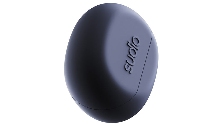 Black Sudio earbud on a white background
