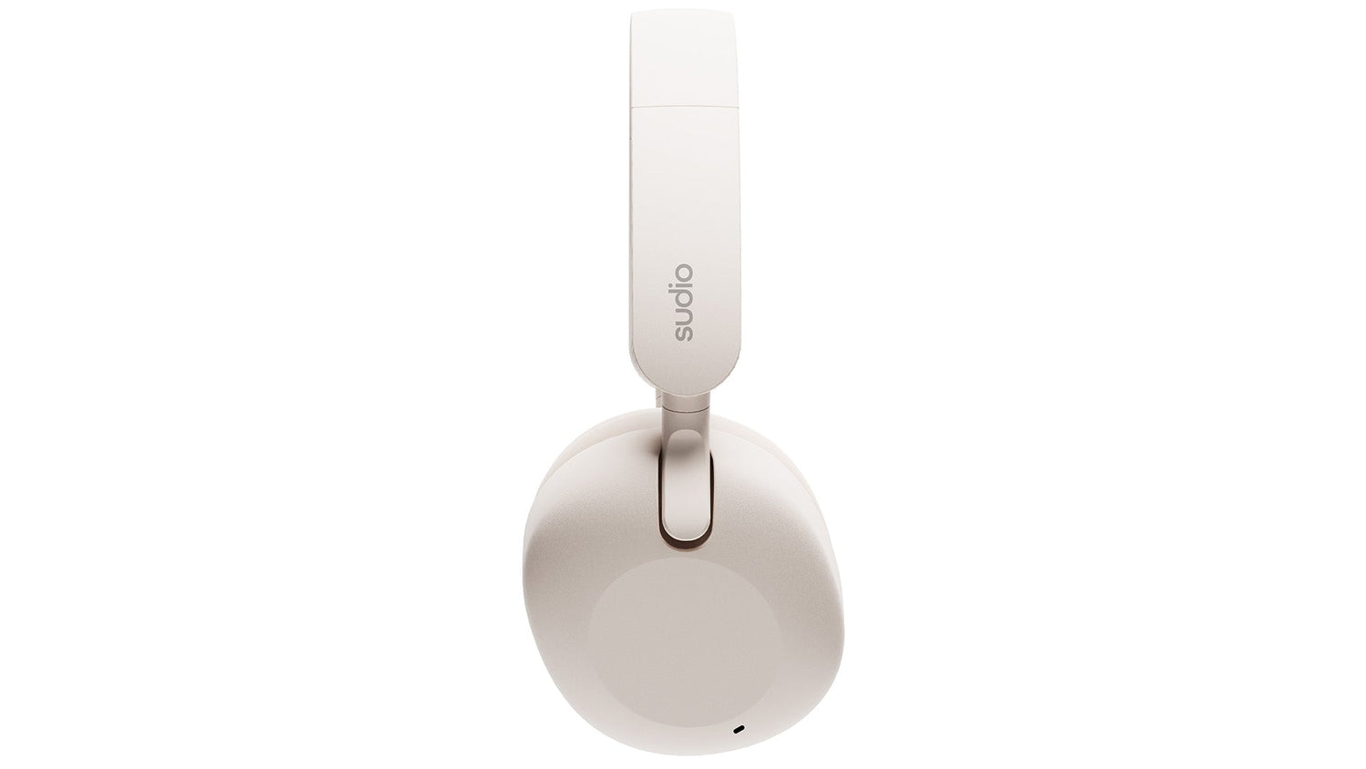 White headphones with 'Sudio' branding on a white background