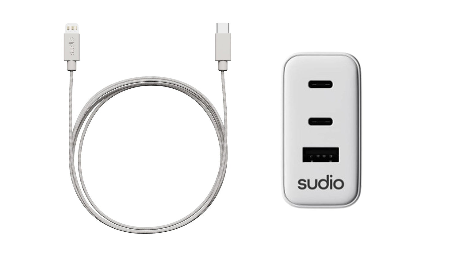 Sudio electronic device with USB cable on a white background