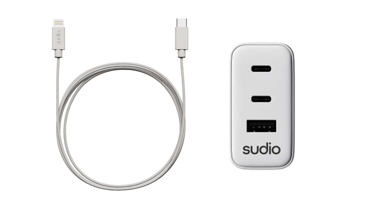 Sudio electronic device with USB cable on a white background
