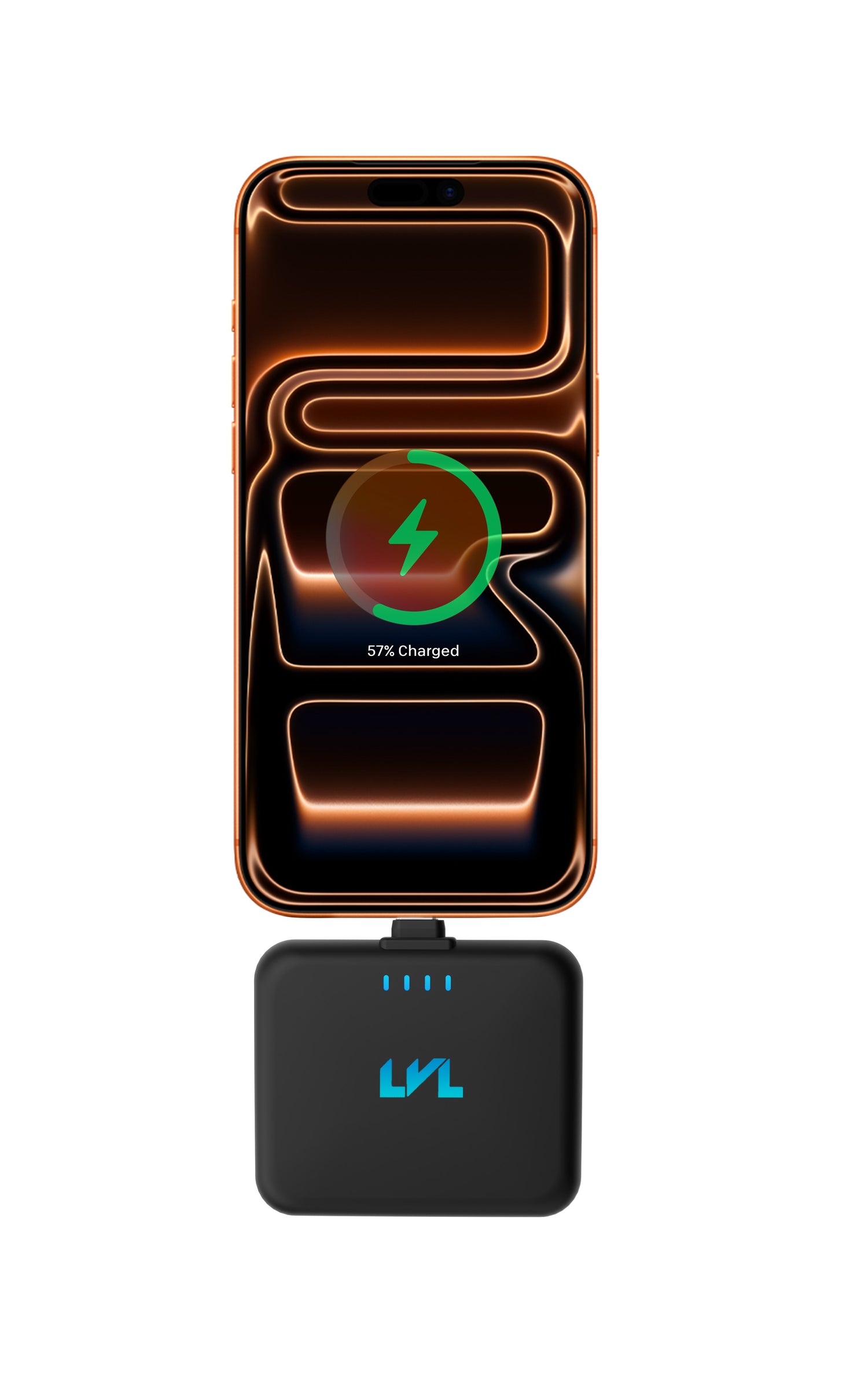 Wireless charging pad with smartphone on a white background