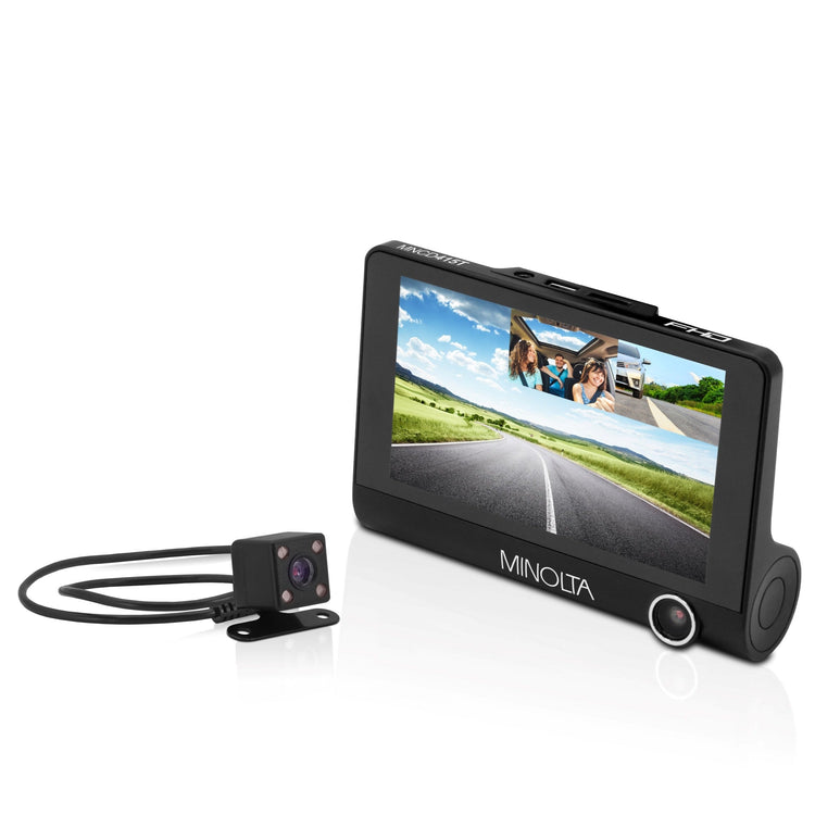 Minolta MNCD415T 3-Channel 1080P Dash Camera w/4.0" LCD & Rear Camera - Black