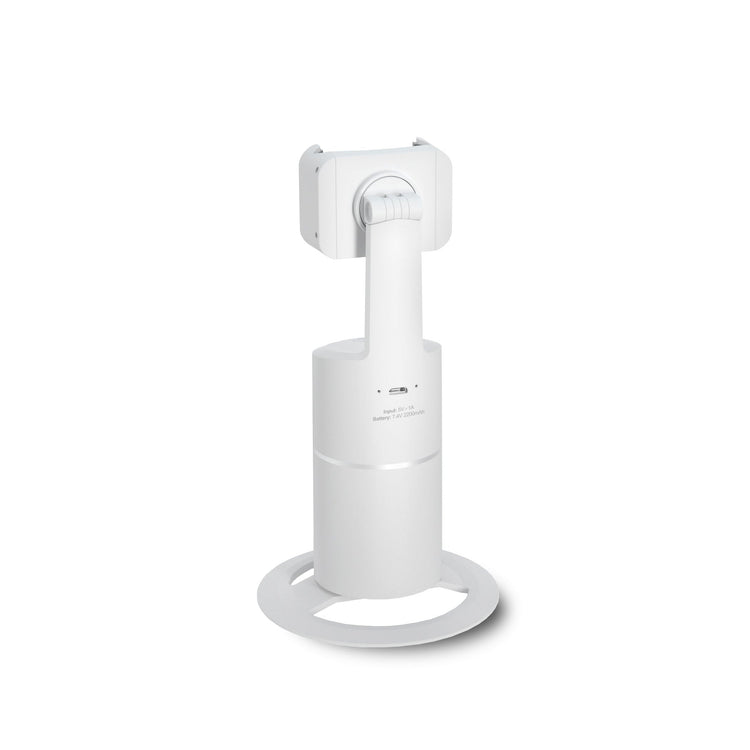 White handheld device with a stand on a white background