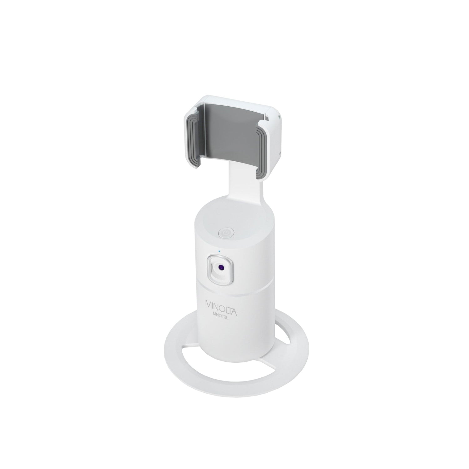 White phone holder with gray clip on a white background