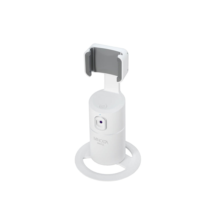 White phone holder with gray clip on a white background