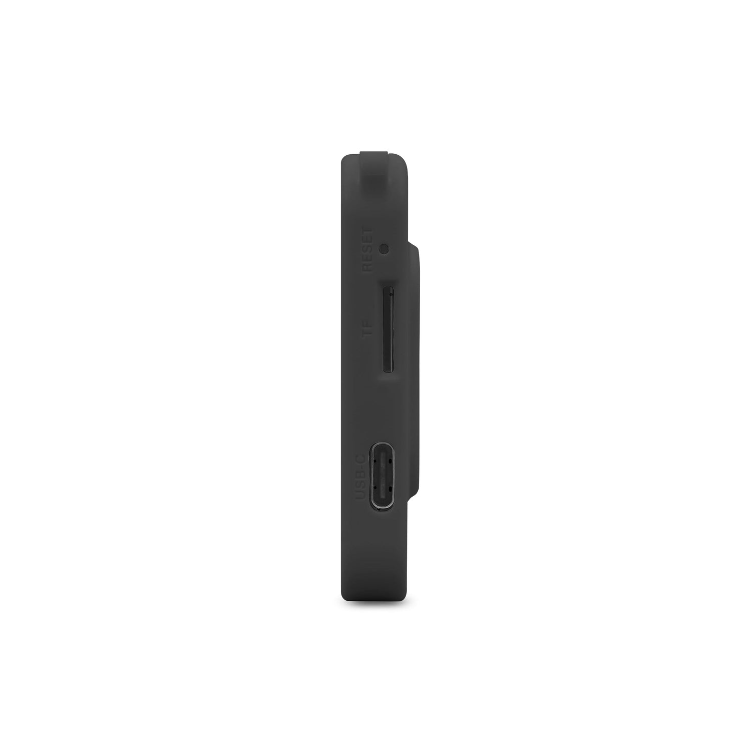 Black electronic device on a white background