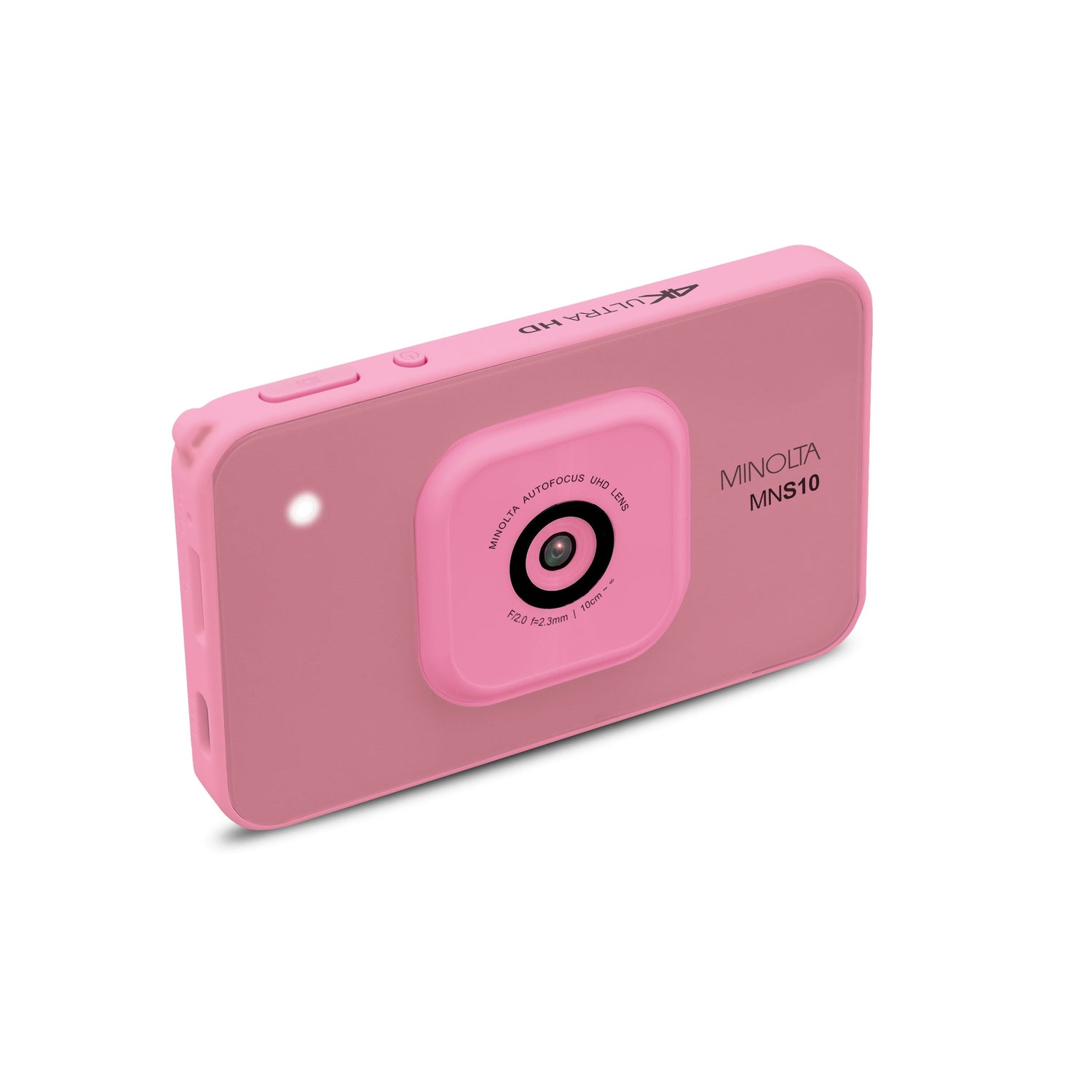 Pink digital camera on a white background
