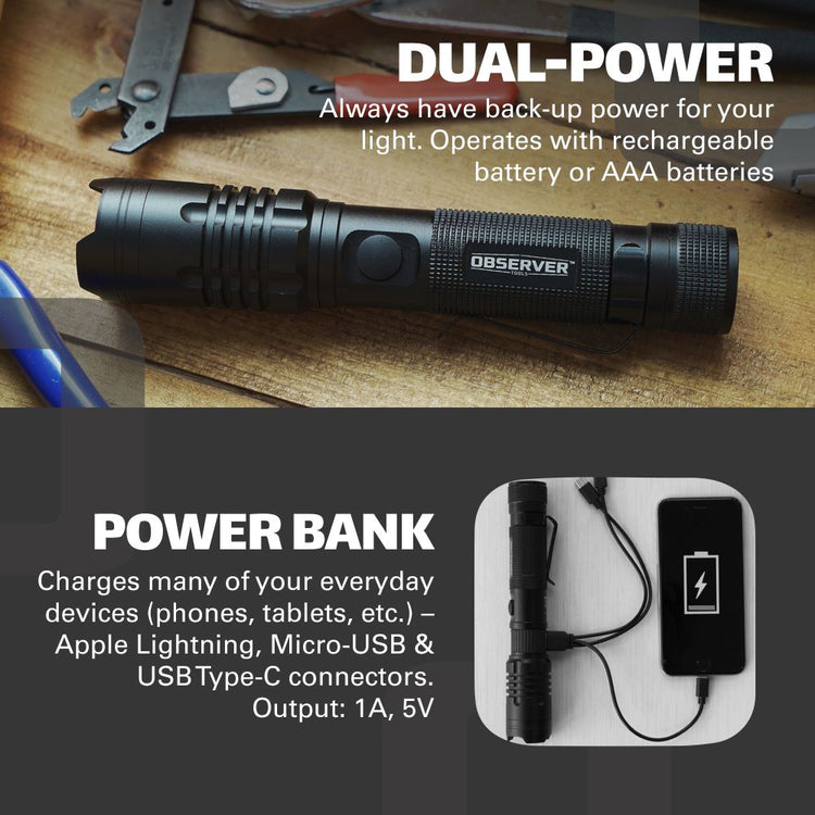 Bundle 1200 Lumen Tactical LED Rechargeable Flashlight X3
