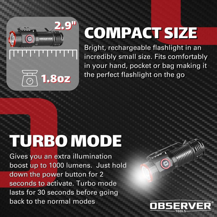 1000 Lumen Mini LED Rechargeable Flashlight