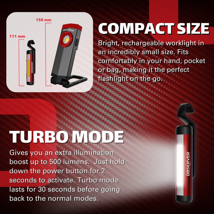 500LM LED Rechargable Mini Worklight with Rotating Clip