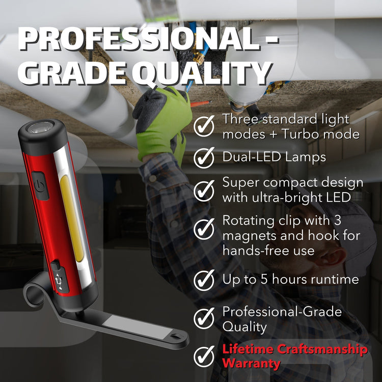 500LM LED Rechargable Mini Worklight with Rotating Clip