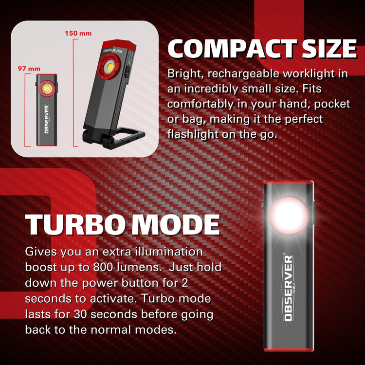 800LM LED Rechargeable Mini Worklight with Dual Lamps