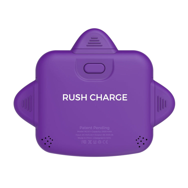Purple device with 'Rush Charge' text on a white background