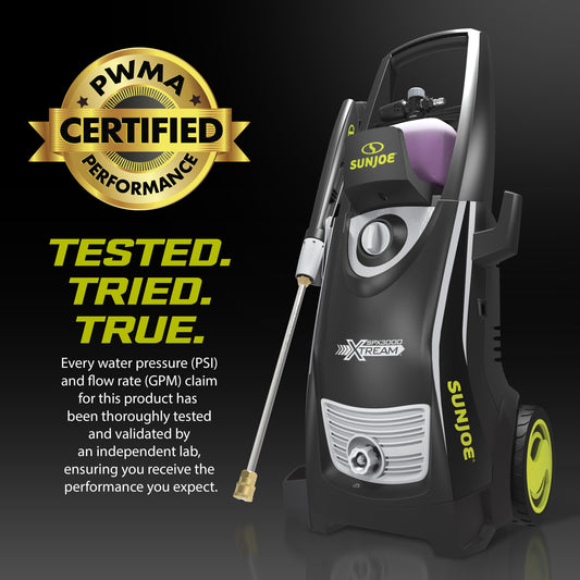 Sun Joe SPX3000®-XT XTREAM Clean Electric Pressure Washer | 2200 PSI, 1.1 GPM PWMA-Rated | 14.9-Amp | Brass Fittings