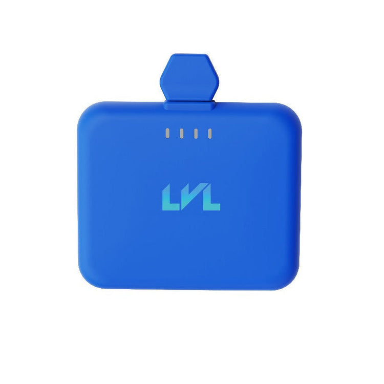 Blue device with 'LVL' logo on a white background