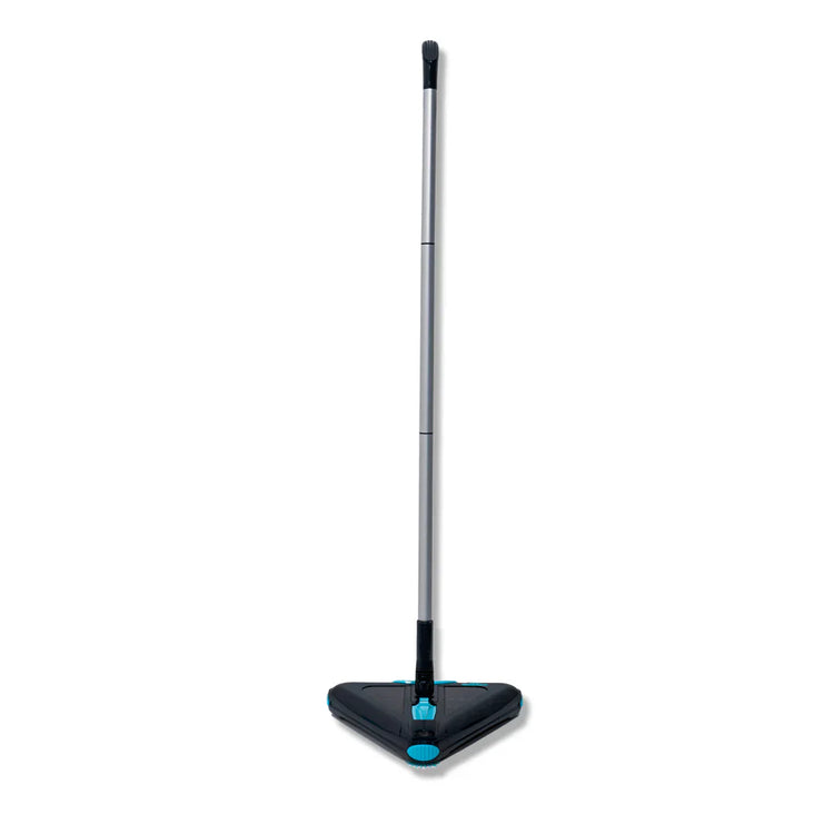 Mop with a black head and gray handle on a white background
