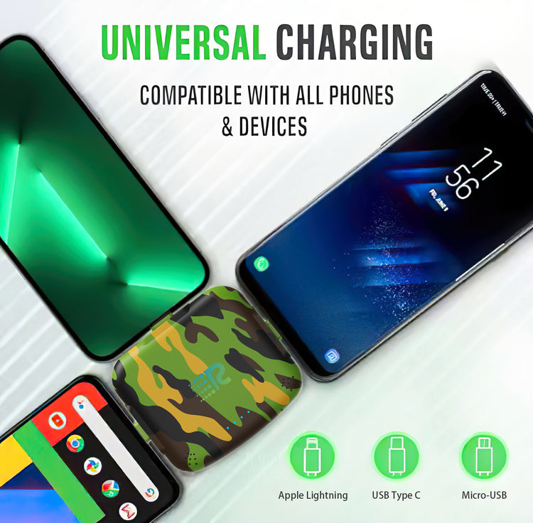 Universal charging adapter compatible with multiple devices on a white background