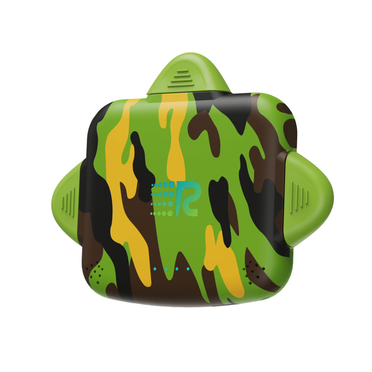 Camouflage-patterned electronic device on a white background